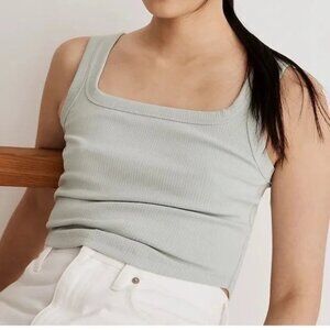 Madewell The Tailored Mint Green‎ Ribbed Crop Tank Size XS